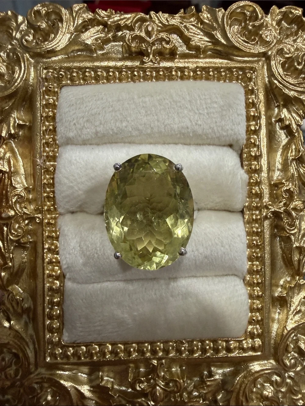 Lemon Quartz Oval Gemstone Ring - size 7.5